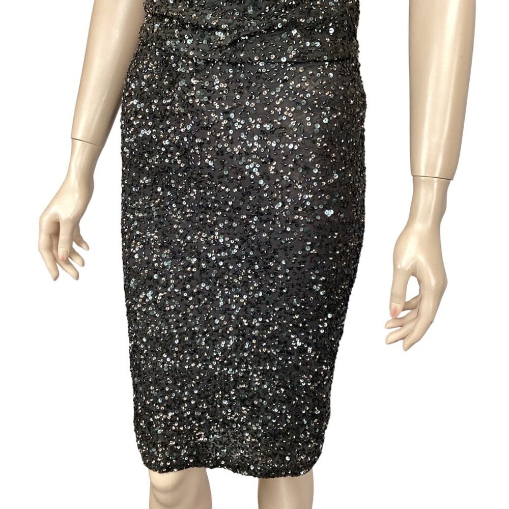 Alice + Olivia Black Sequin Sleeveless 2pc Top & Skirt Size 2 Cocktail - Picture 10 of 10